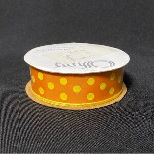 ⭐️ Offray Orange Yellow Polka Dotted Craft Ribbon 7/8” x 108”